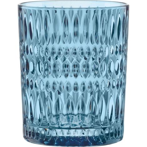 Lot de 2 verres à whisky en cristal 304 ml Bleu vintage ethnique 105389 (1/2)