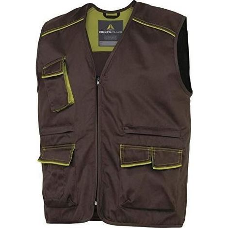 Deltaplus M6GIL Panostyle Gilet da Lavoro Sarga 65% Poliestere 35% Cotone 235 g-m² 6 Tasche Taglia S colore Marrone Verde