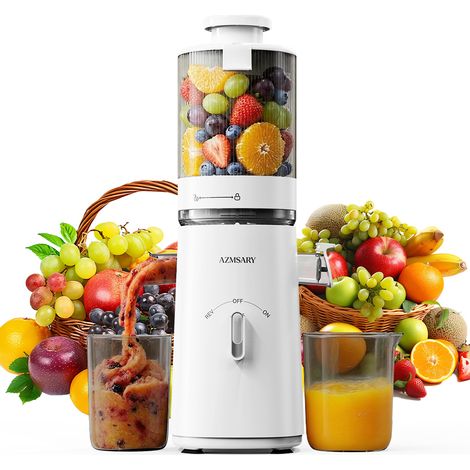 Extracteur de Jus Pour Fruits et Légumes avec Goulotte d'Alimentation de 120mm - Capacité de 1,5 L - 99.6% Pureté du Jus Élevée -Blanc