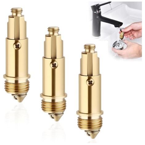 Boulon en laiton à glissière avec mécanisme à ressort, bouchon clic-clac pour évier et baignoire, 3 pièces