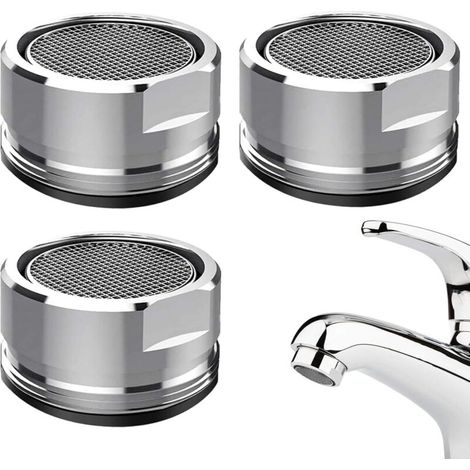 Lot de 3 filtres à eau pour robinet - Diffuseur de 24 mm - Robinet pour cuisine et salle de bain - Aérateur pour robinets, aérateur M24, filetage extérieur métallique - Pièce de rechange avec joint