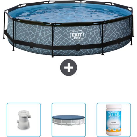 Exit Pool Rund - Steinoptik - 360x76 cm - 4-teilig SCB87 (1/4)