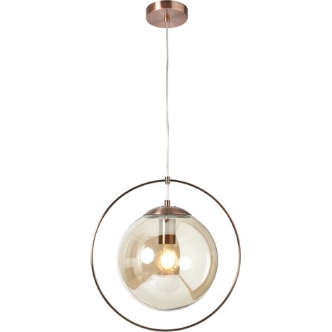 Litecraft Carob Ceiling Pendant Ringed 1 Light - Antique Copper, Champagne Tint (1/5)