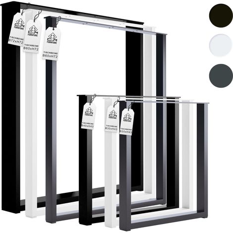 CM Furniture 2x Metall-Tischbeine – Schwarz – 43 cm Höhe – 43 x 43 cm – Rechteckig, stabil – Pulverbeschichtet – Geeignet für Möbel, Esszimmer, Schreibtisch, Bank – Tischgestell (1/5)