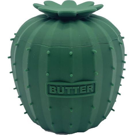 Pot à beurre en silicone avec couvercle, rangement créatif forme cactus pour beurre et fromage, vert foncé (1/5)