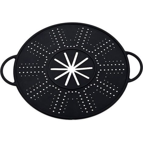 Couvercle en silicone anti-déversement - Outil de cuisine multifonction - Protection contre les débordements - Couvercle de casserole pour poêles et casseroles - Noir (1/5)