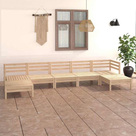 Salon de jardin 7 pcs Ensemble Table et Chaise de Jardin - Bois de pin massif BV813035 - BonneVie (1/5)