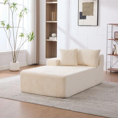 Méridienne Canapé 100x174x74.5cm - Canapé Modulaire d'Angle Rembourré Mousse 30D Haute Résilience Couchage Salon - Beige (1/5)
