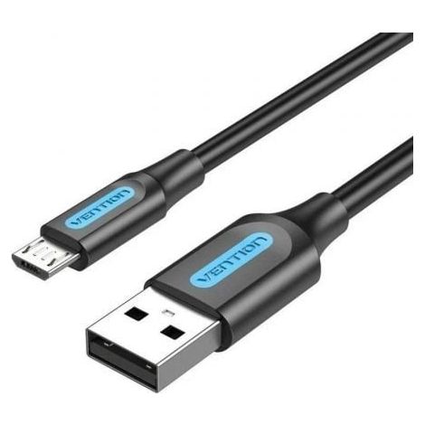 Cable USB 2.0 Vention COLBC/ USB Macho - MicroUSB Macho/ Hasta 60W/ 480Mbps/ 25cm/ Negro