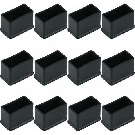 Tappi rettangolari in feltro di gomma per gambe di mobili – Confezione da 12, neri, 15 x 30 mm