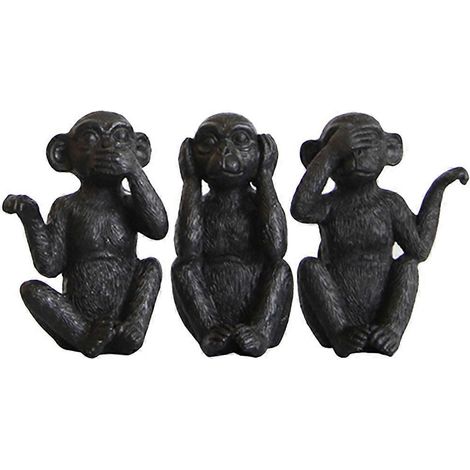 Lot de 3 figurines décoratives de singes en résine.-4.5x5.5x8cm-Black (1/4)