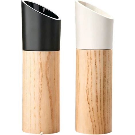 Molinillo de pimienta manual de cerámica y madera, de estilo nórdico (blanco y negro). (1/5)