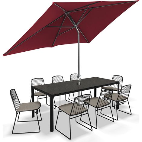 Wolketon Parasol 200 × 300 cm, ombrellone da giardino, inclinabile, telo con rivestimento PA, protezione UV fino a UPF 50+, senza base, rosso