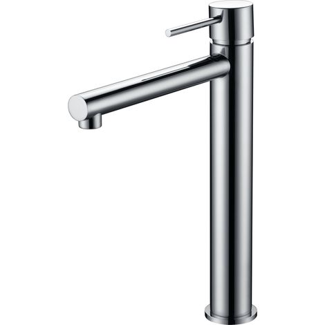 IMEX Hocharmatur für Waschbecken Milos verchromter Messing- und Zamak-Korpus 25 mm Keramikkartusche 3-8 Flexschläuche inklusive – Modell Stick (1/2)