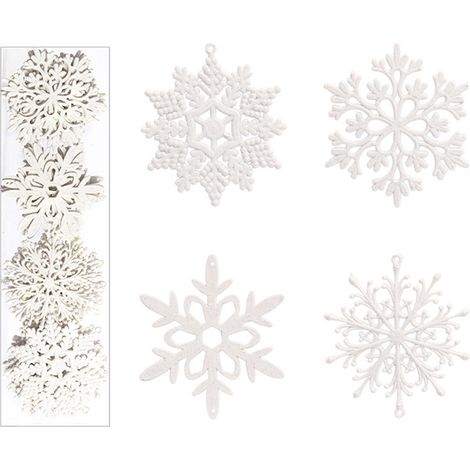 40 glitzernde Schneeflocken (10 cm) für Weihnachtsbaumschmuck und Heimdekoration (1/5)