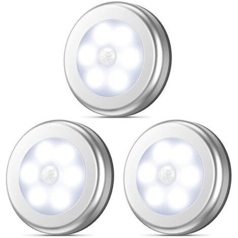 3pcs LED Human Body Sensor Light Wardrobe Corridor Toilet Light Control Light Smart Home Night Light Silver Warm Light (3200K) 1WW (1/5)