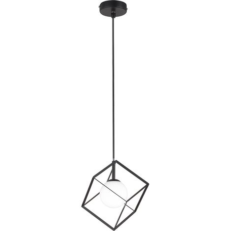 Sospensione in metallo verniciato nero Cube 15 x 15cm 1 luce attacco G9