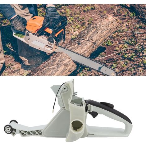 Alimentation électrique extérieure pour cours et jardins compatible avec les tronçonneuses Stihl MS382, réservoir de carburant, poignée arrière. (1/5)