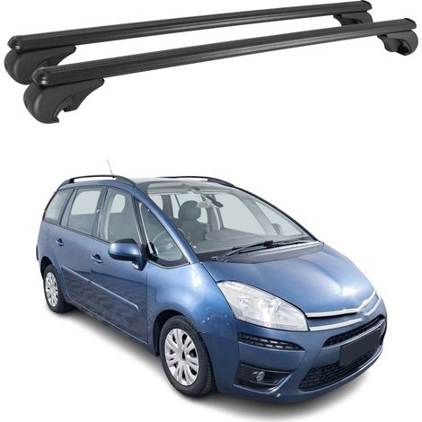 OMAC Aluminium Dachträger Querträger für Citroen C4 Picasso 2006-2013 – TÜV / DIN 75302:2019 – Abschließbar – Max. 75 kg – 2 Stangen Schwarz (1/5)