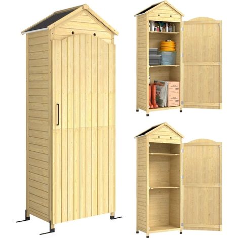 Gartenschrank aus Holz mit verzinktem Metalldach, 2 verstellbaren Einlegeböden, Magnetverschluss (1/4)