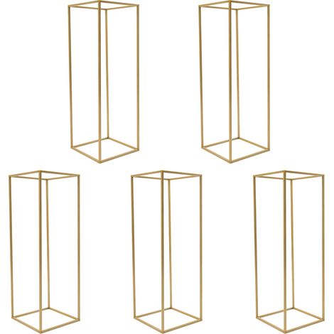 Ensemble de 5 pièces, hauteur 80 cm, support floral en métal doré, centre de table pour mariage, support floral pour mariage, décoration de fond pour fête et anniversaire, centre de table pour salle à (1/5)