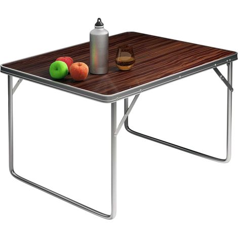Tavolo da campeggio pieghevole in alluminio 80x60cm effetto legno (1/3)