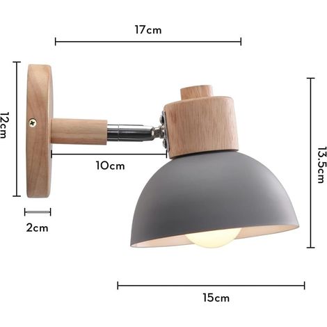 Applique murale scandinave réglable E27, style industriel rétro, idéale pour chambre, salon ou couloir (Gris, 1 pièce) - Ampoules non incluses (1/5)