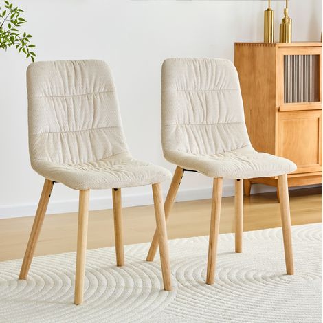 Chaise salle manger lot de 2 tissu blanc OKMYHOME (1/5)