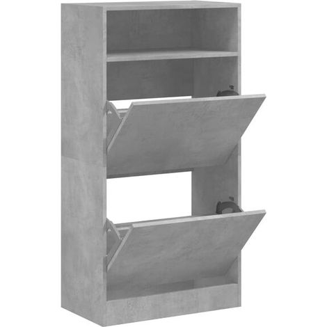 Meuble à chaussures en béton gris, dimensions 60x34x116 cm, fabriqué en bois d'ingénierie. (1/5)