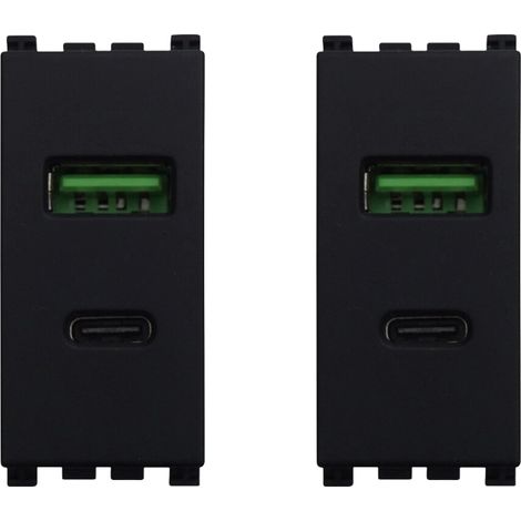 gloca Set 2 Prese USB 2 IN 1 USB+TYPE-C 3.1amh (Nero) (1/4)