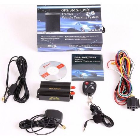 Sistema  de seguimiento Localizador TK103B GSM/GPS SMS SOS Alarma de Coche con Control Remoto y anti (1/2)