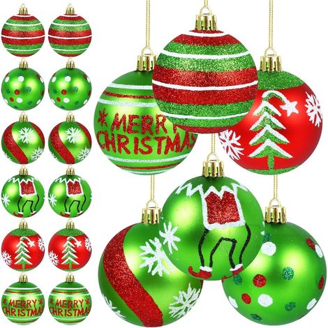 Pack of 12 Christmas Baubles, Plastic Christmas Tree Baubles with Hanger, Diameter 6 cm, Red Christmas Decorations, Christmas Tree Decorations, Christmas Tree Baubles, Christmas Tree Decorations (1/5)