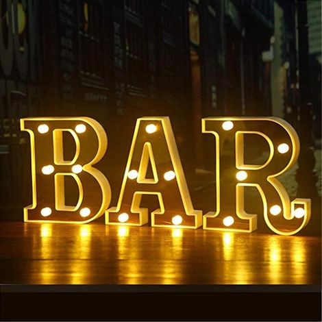 1 pièce lettres lumineuses à led, 22x17x4 cm, alimentées par piles aa, pour décoration murale de bar, fête ou événement (1/5)