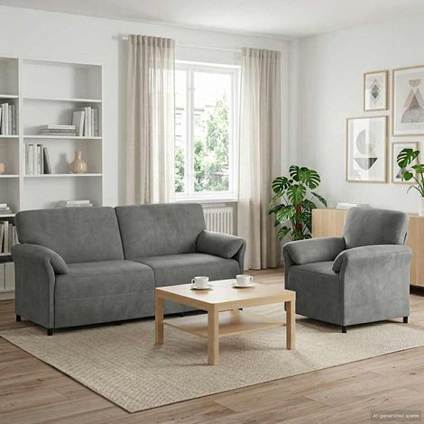vidaXL Ensemble de Canapés 2 pc Gris foncé Velours (1/5)