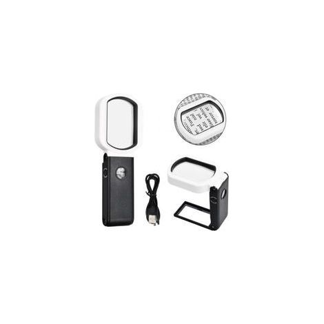 Lente d'ingrandimento 25X/10X - Lente d'ingrandimento portatile con 9 LED e supporto integrato per leggere, ammirare gioielli, medaglie e tessuti. (1/5)