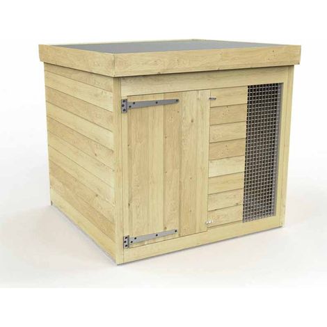 4ft x 4ft Dog Kennel and Run - Wood - L127 x W127 x H127 cm