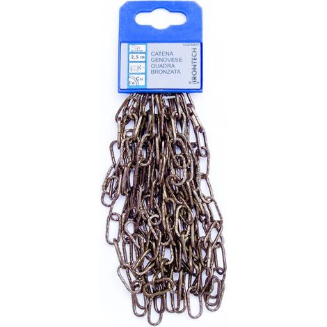 Catena genovese pretagliata maglia quadra Diam. 2 mm. in acciaio bronzato 2,5 mt. (1/2)