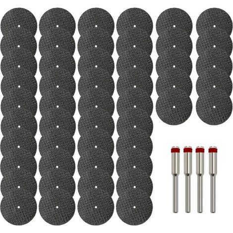 Lot de 50 disques de coupe pour outils rotatifs, 1-1/4'', renforcés en fibre de verre, avec 4 mandrins, accessoires pour outils rotatifs, pour couper le métal, le bois et la pierre. (1/4)