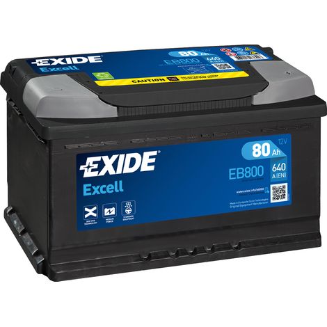 BATTERIE EXIDE EXCELL L4 12V 80AH 640A 315X175X190 +D EB800 (1/2)
