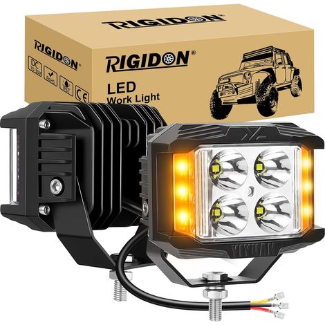 2x 4 pouces 35W 3500lm stroboscopique cube barre led, blanc ambré (1/5)