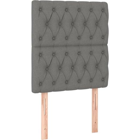 Cabecero accesorio para dormir mueble de dormitorio acolchado 2 piezas 80 x 7 x 78/88 cm tela gris oscuro TDL0206348