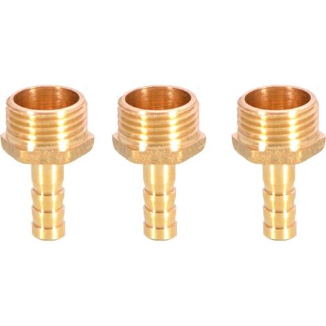 3 pièces de raccords de tuyau d&39arrosage cannelés en laiton, connecteur coupleur 8 mm à 1/2&34 mâle filetage BSP, raccord de tuyau à mamelon, adaptateur de tuyau (1/3)