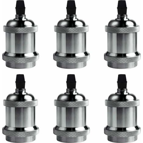 Support De Lampe E27 - Douille Edison Rétro En Métal Chromé - Pour Suspension Plafonnier DIY - Lot De 6 Pièces