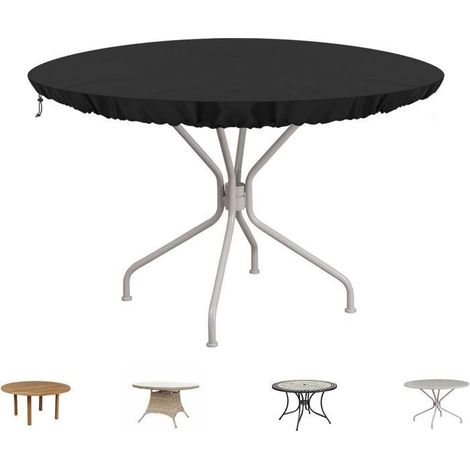 Housse ronde pour table de jardin, protection pour plateau de table d'extérieur, bâche de protection pour mobilier de jardin, résistante aux UV, Ø 122 x 10 cm (1/5)