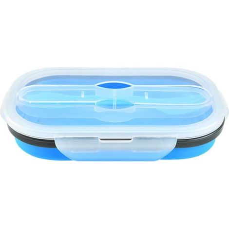 Boîte à lunch Bento pliable en silicone bleu ibasenice, contenant (1/5)
