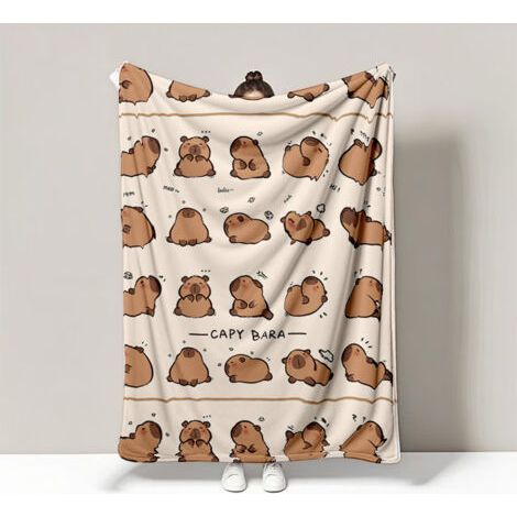 Couverture portable Capybara, en flanelle, toutes saisons, 100x150cm [BR] (1/3)