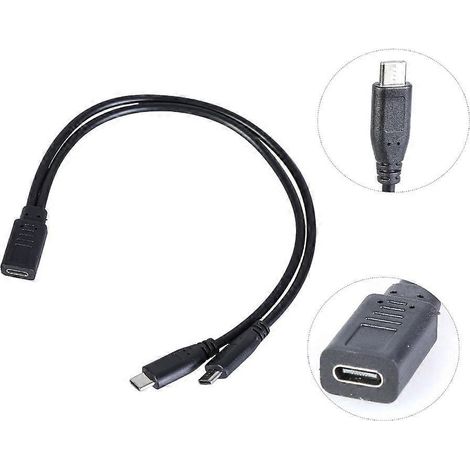Câble répartiteur en Y portable USB-C femelle vers double USB-C mâle (1/4)