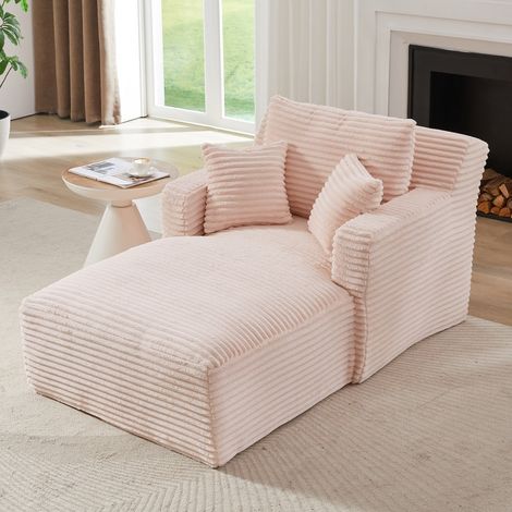 Lettino relax moderno - 100x166x82 cm - Poltrona da salotto in velluto a coste di design, da montare - Rosa (1/5)