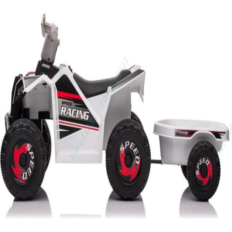 Quad elettrico per bambini con rimorchio 104 x 39 x 48 cm sicuro veloce versatile design bianco 200017599