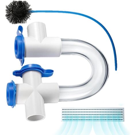 Piège à condensation de 3/4 pouces, piège en U en PVC Piège à condensation de 3/4 pouces avec brosse de nettoyage, Kit de nettoyage d'évacuation de condensation, eur pour (1/5)